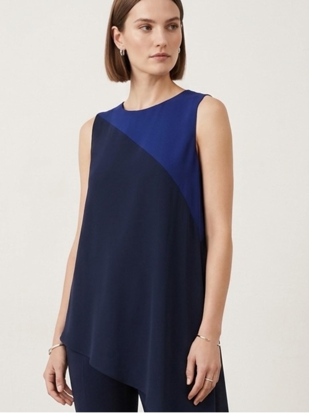 COSTUME NATIONAL Asymmetrical Color Block Top Cobalt/Navy Made in Italy IT 38